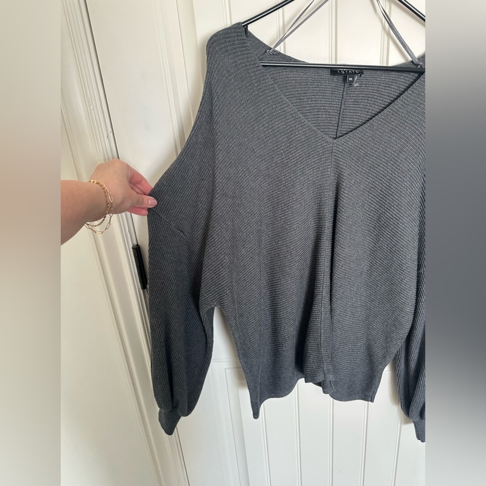 1. State Gray Ribbed Sweater - Picture 2 of 5